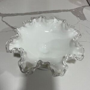 Fenton Milk Glass Ruffled Dish